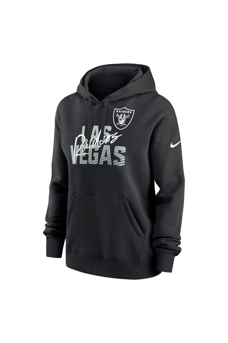 Women's Nike Black Las Vegas Raiders Wordmark Club Fleece Pullover Hoodie, Alternate, color, Black