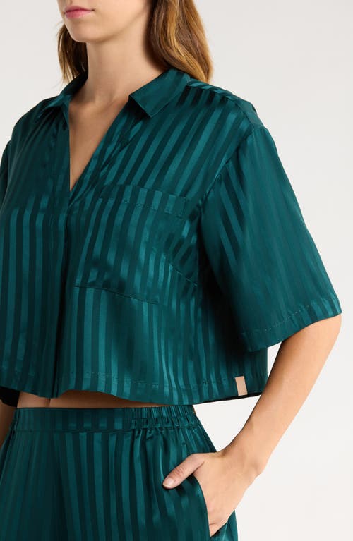 Lunya Stripe Jacquard Washable Silk Pajamas In Green