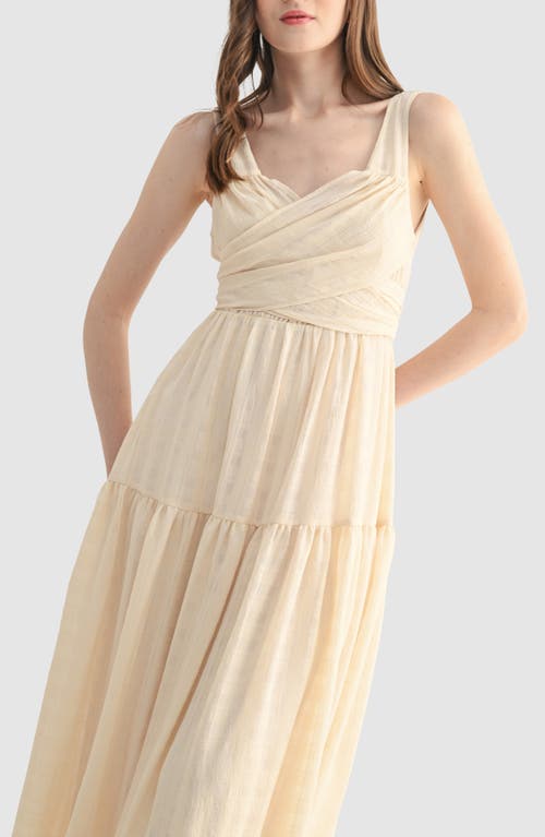 Lush Crisscross Tie Back Midi Dress In Neutral