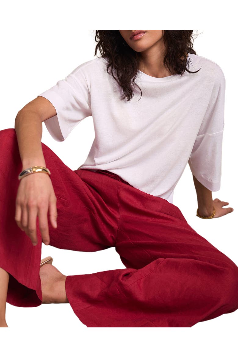 Linen Blend Boxy T Shirt, Alternate, color, Ivory
