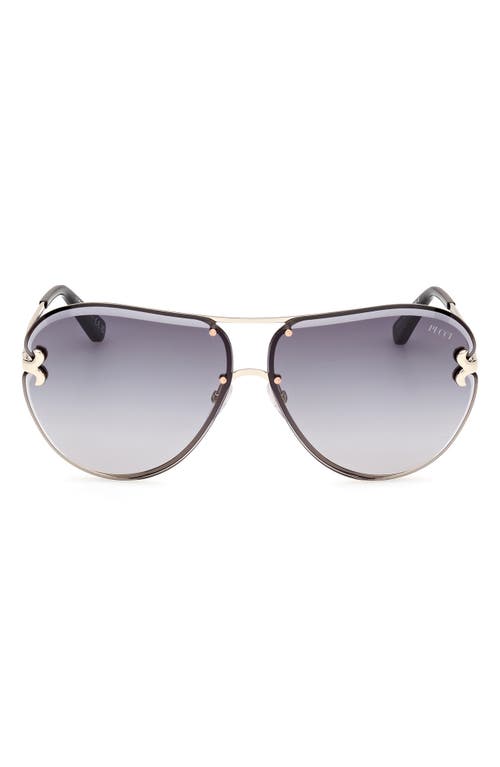 Emilio Pucci 66mm Oversize Pilot Sunglasses in Gold /Gradient Smoke 