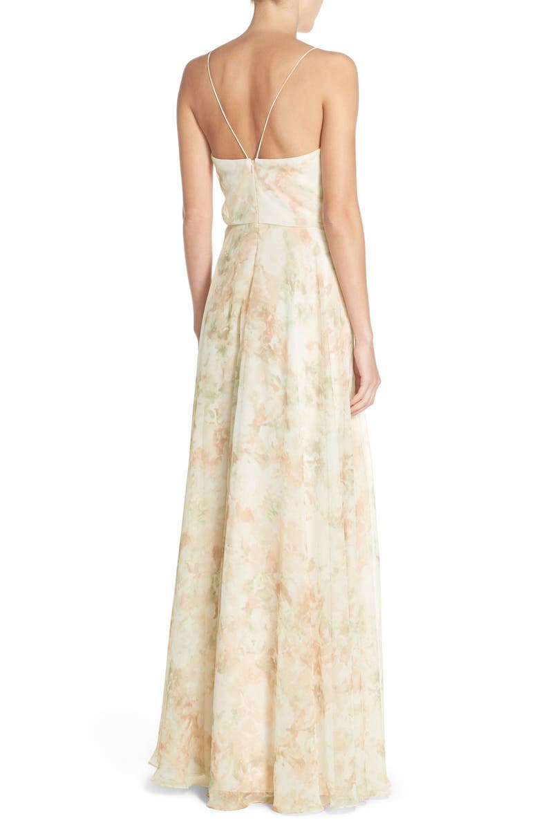 Jenny Yoo Inesse V-Neck Chiffon Gown, Alternate, color, 