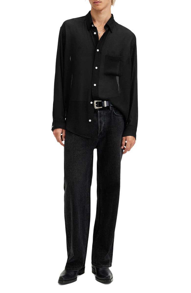 AllSaints Ando Sheer Seersucker Button-Up Shirt, Alternate, color, 