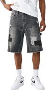 True Religion Vinny Big T Frayed Denim Carpenter Shorts