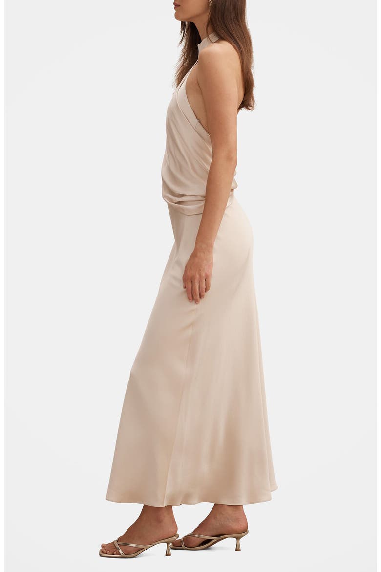 Diane Drape Halter Gown, Alternate, color, CHAMPAGNE
