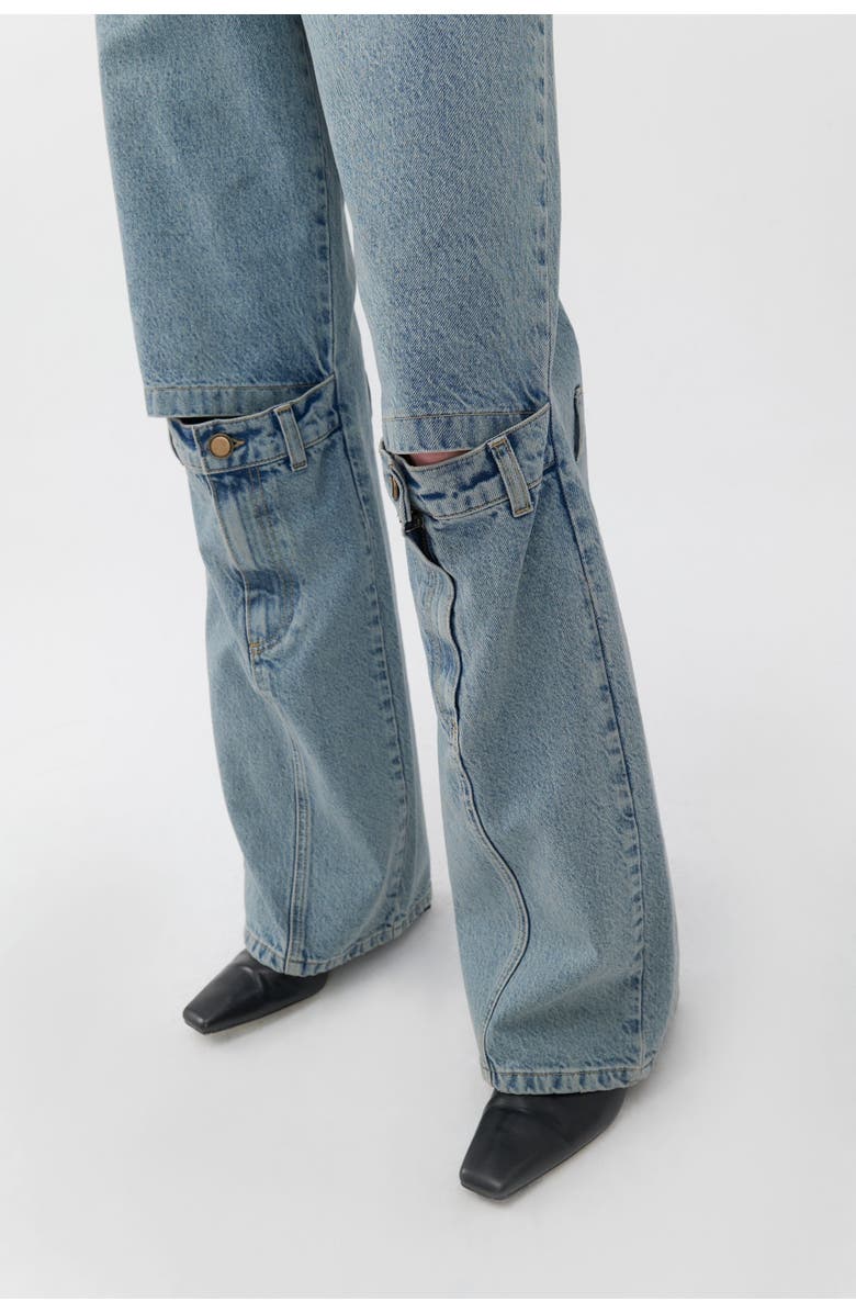 Nocturne Open-Knee Wide Leg Jeans, Alternate, color,