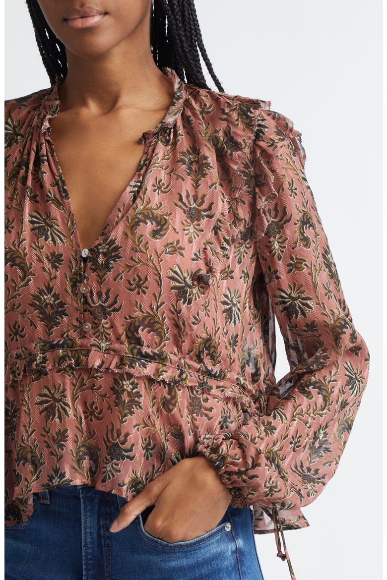 Carnett Floral Silk Blend Peplum Top, Alternate, color, DEEP ROSE MULTI