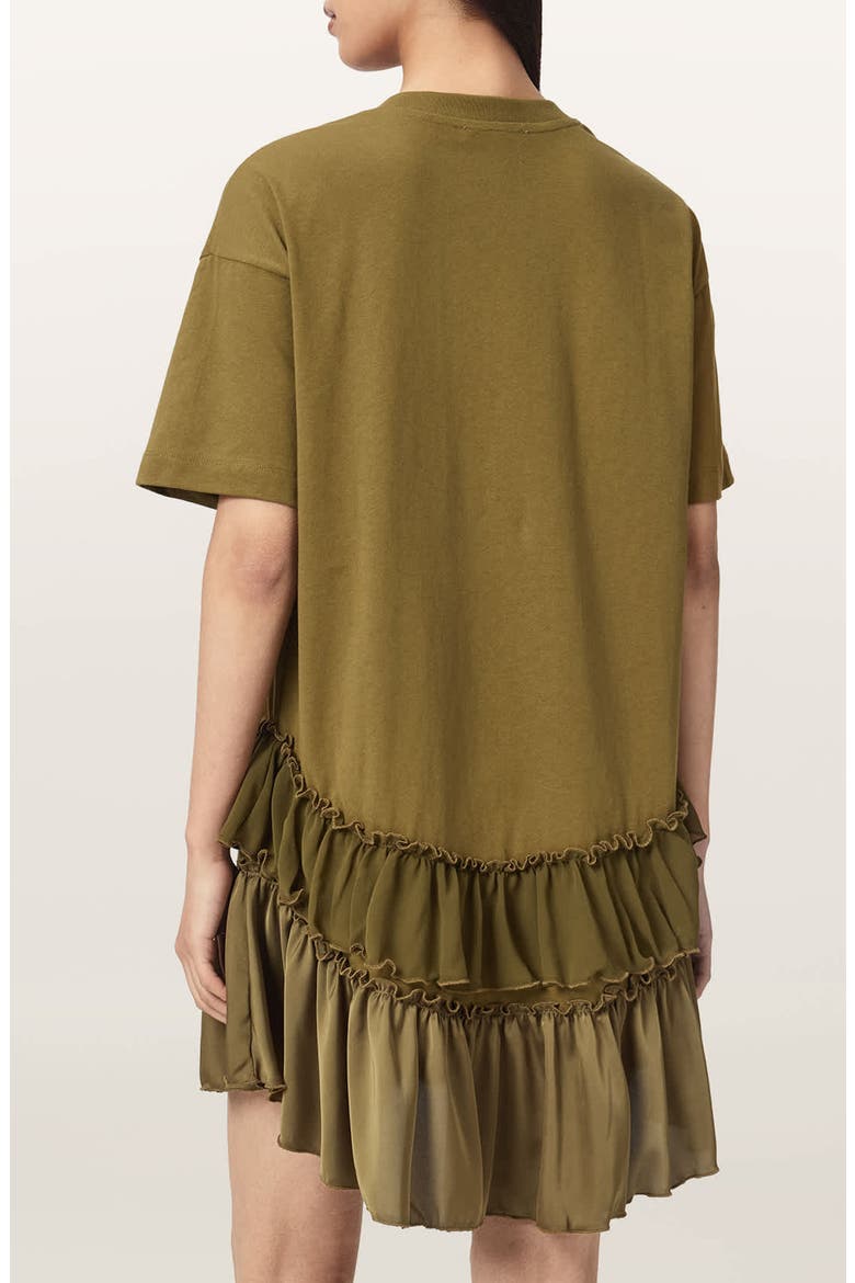 Feyre Ruffle Tiered Cotton T-Shirt Minidress, Alternate, color, KHAKI GREEN