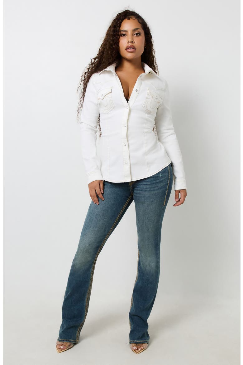 Western Denim Button-Up Shirt, Alternate, color, WINTER WHITE