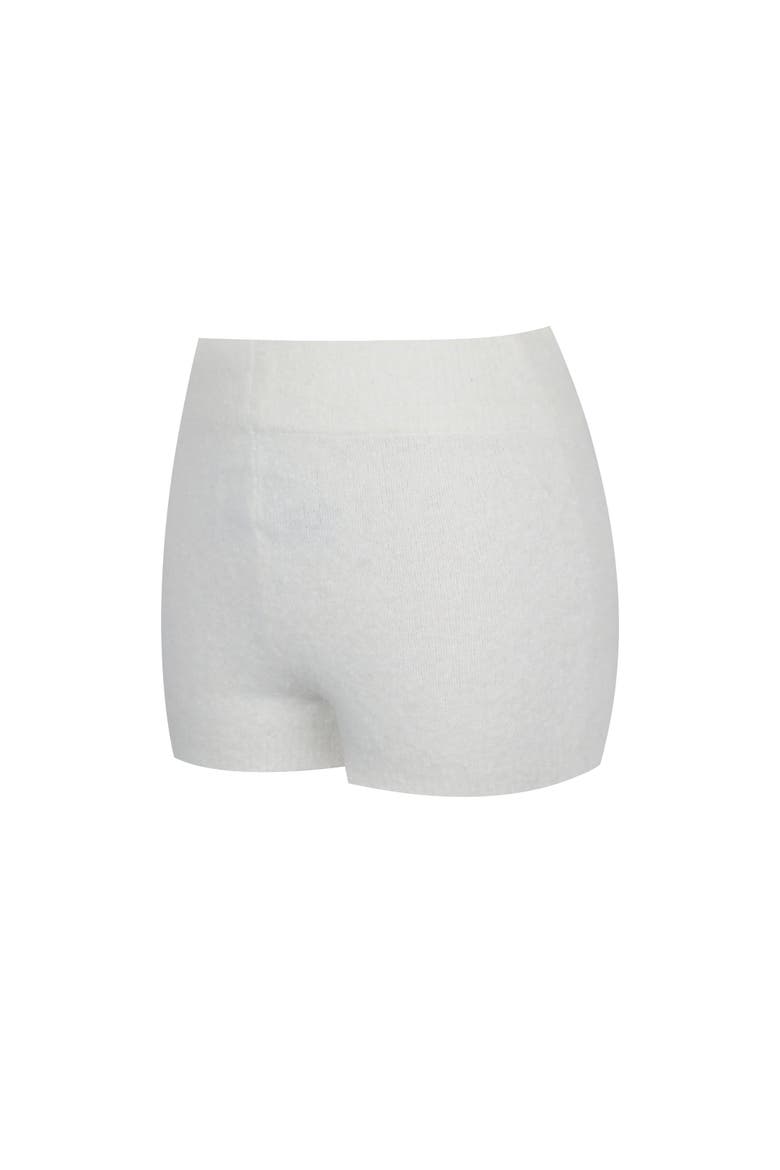 Sera Wool-Blend Ribbed Knit Mini Shorts, Alternate, color, White