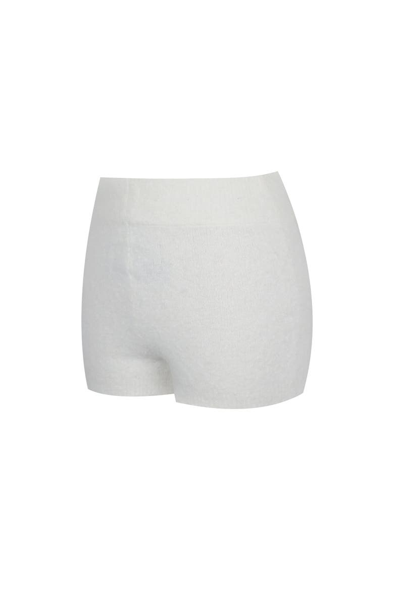 Miss Circle Sera Wool-Blend Ribbed Knit Mini Shorts, Alternate, color, White