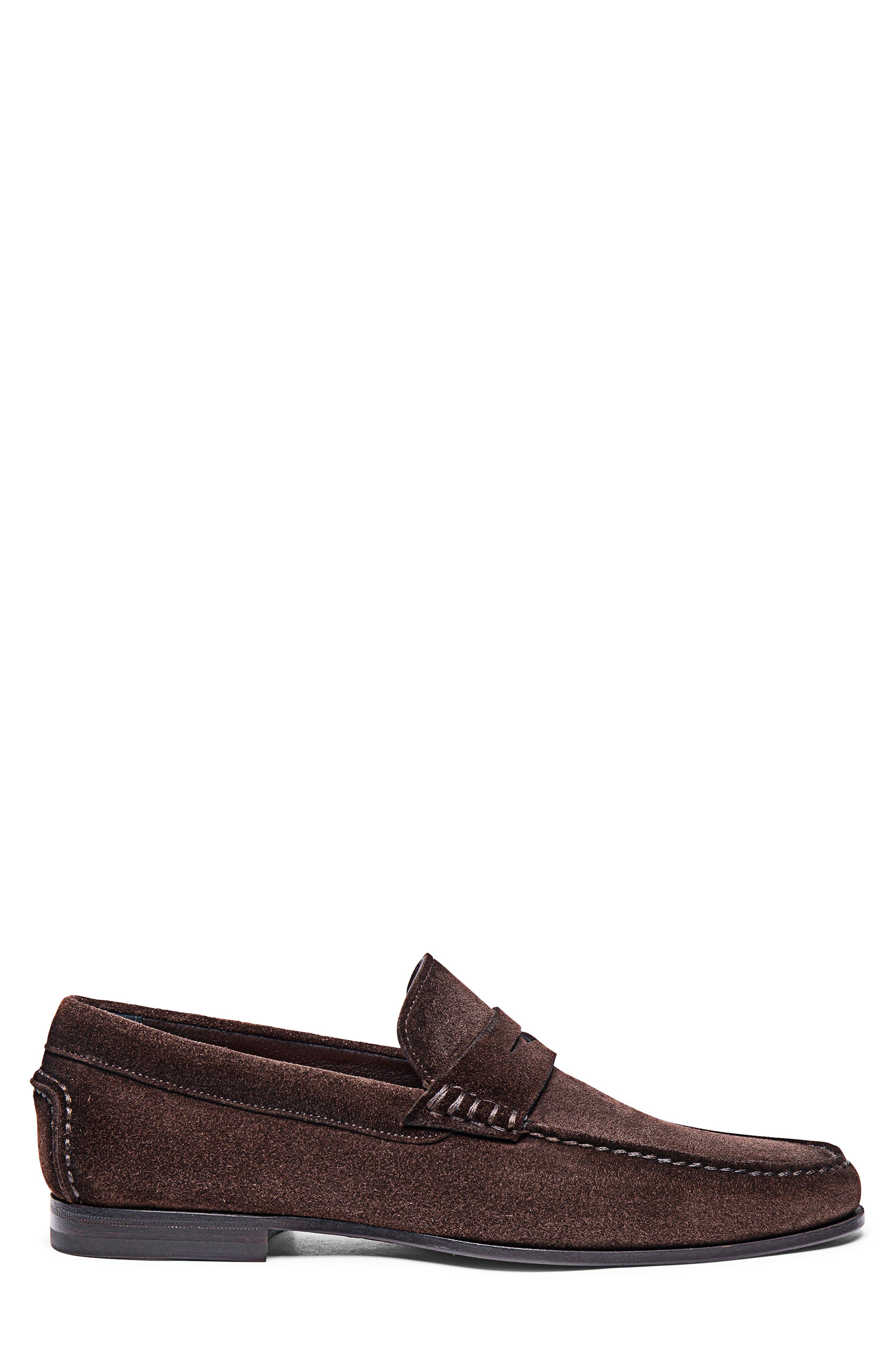 Santoni Suede Penny Loafer, Alternate, color, Dark Brown