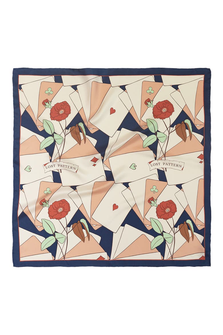 Camellia Silk Square Bandana, Alternate, color, NAVY