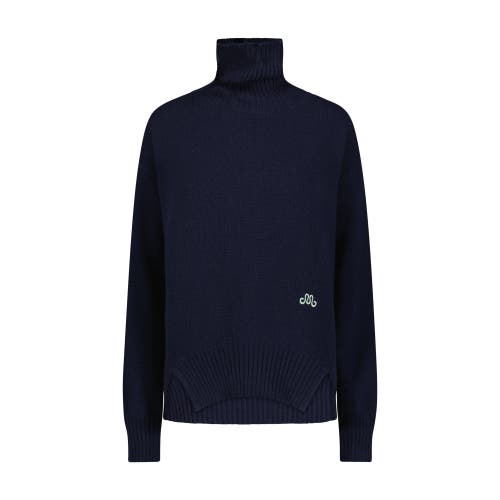 Marina Moscone Funnel Neck Pullover In Navy