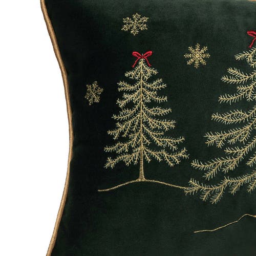 C & F Home C&f Home Red Bow Christmas Tree Forest Embroidered Mini Accent Throw Pillow 12" X 16" In Green