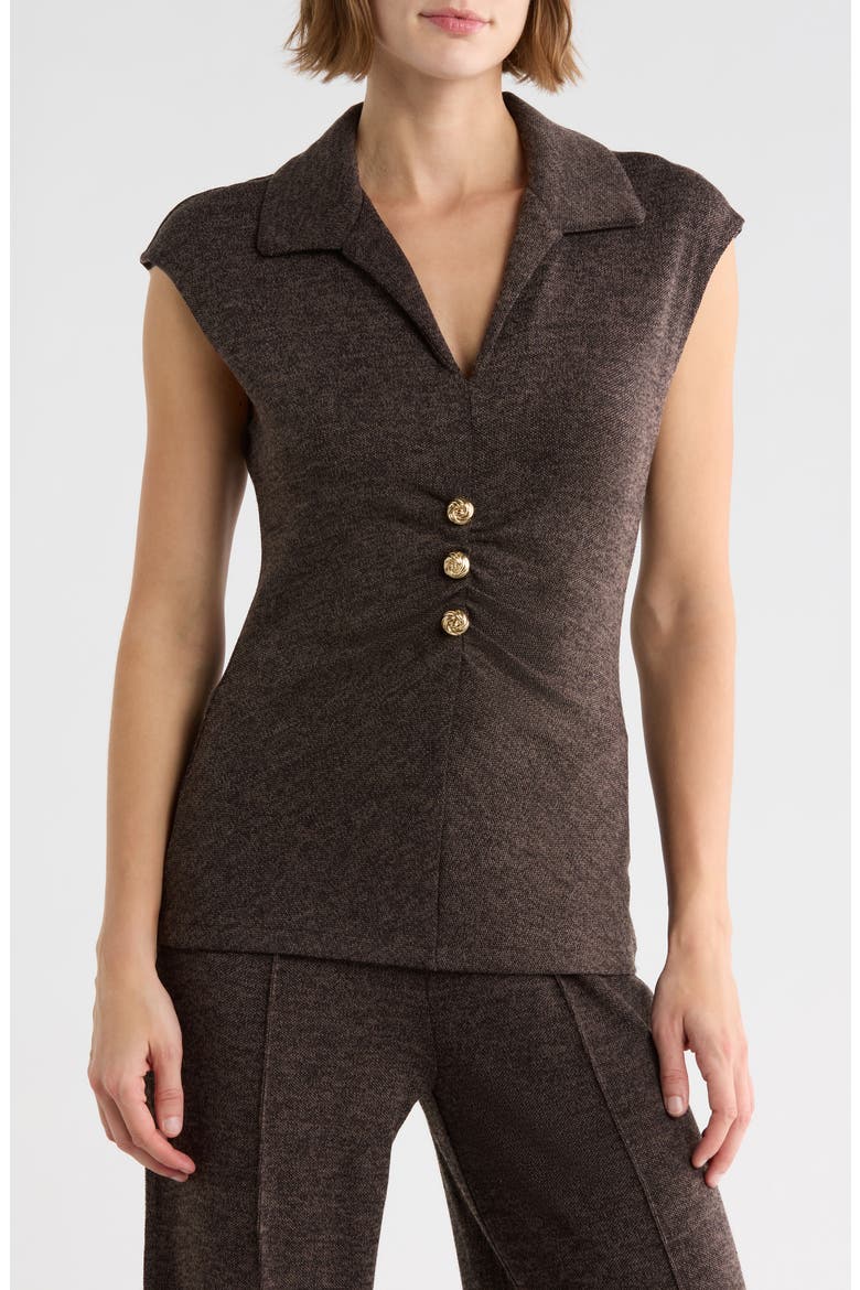 Textured Knit Johnny Collar Top, Main, color, MOCHA