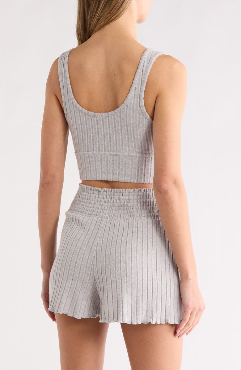 YOGALICIOUS Brushed Ribbed Short Pajamas, Alternate, color, Heather Grey