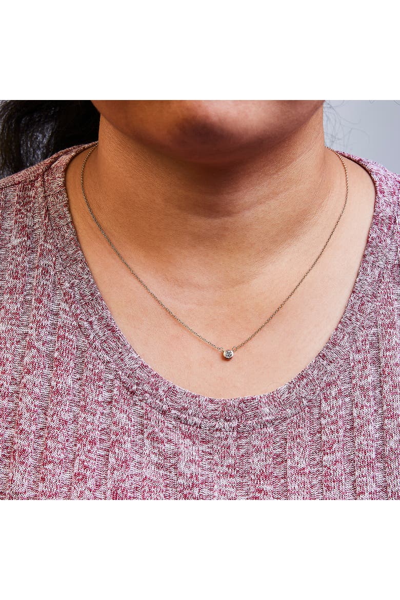 AGS Certified 10K Rose Gold 1/5 Ctw Bezel Set Diamond Solitaire Pendant Necklace, Alternate, color, Rose