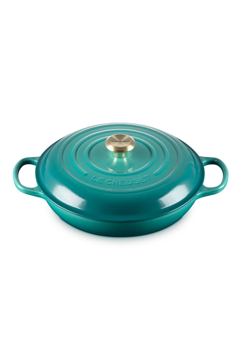 Signature 5 Quart Enameled Cast Iron Braiser, Main, color, RIVIERA