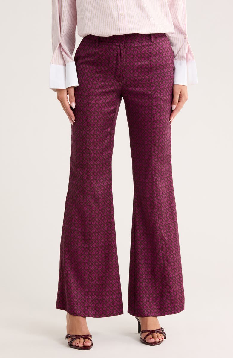 Derek Lam 10 Crosby Cami High Waist Flare Leg Pants, Main, color, Bordelaise Multi