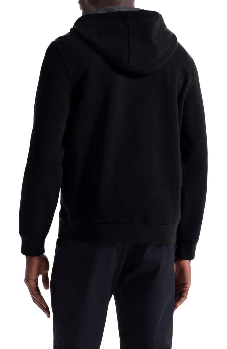 Bugatchi Piqué zip-Up Hoodie, Alternate, color, Black