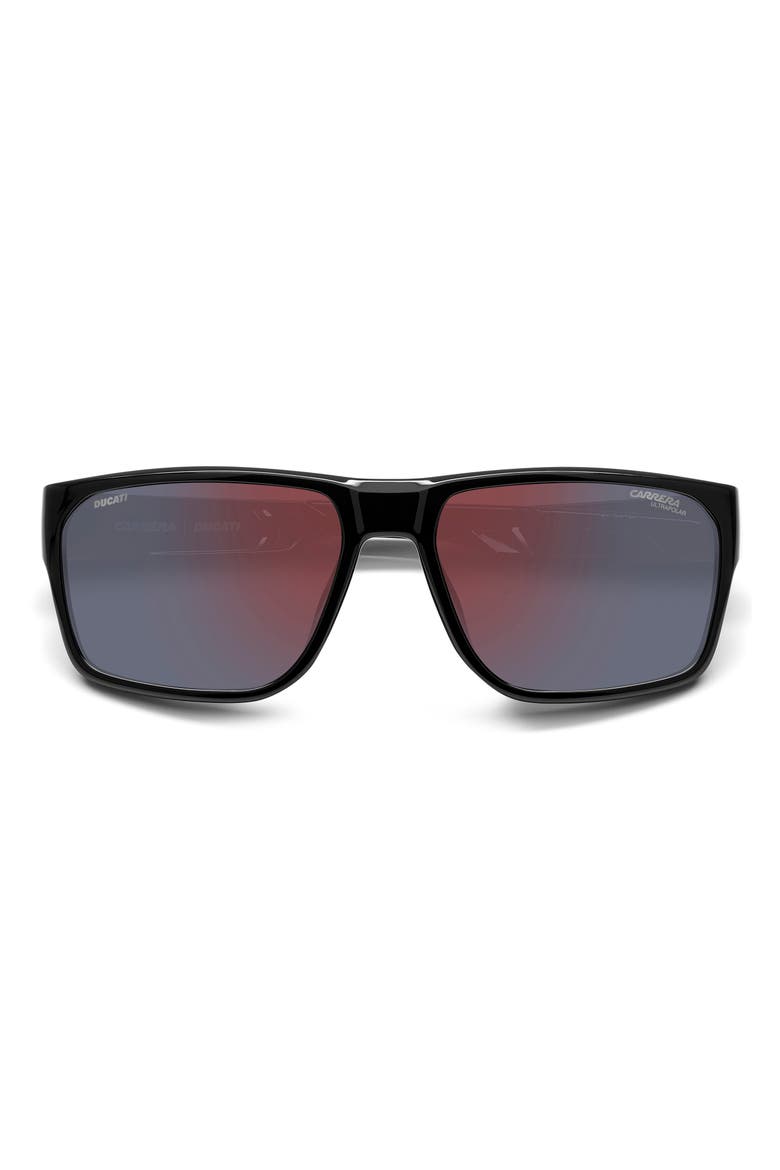 x Ducati 59mm Rectangular Sunglasses, Alternate, color, BLACK/ RED MIRROR POLAR