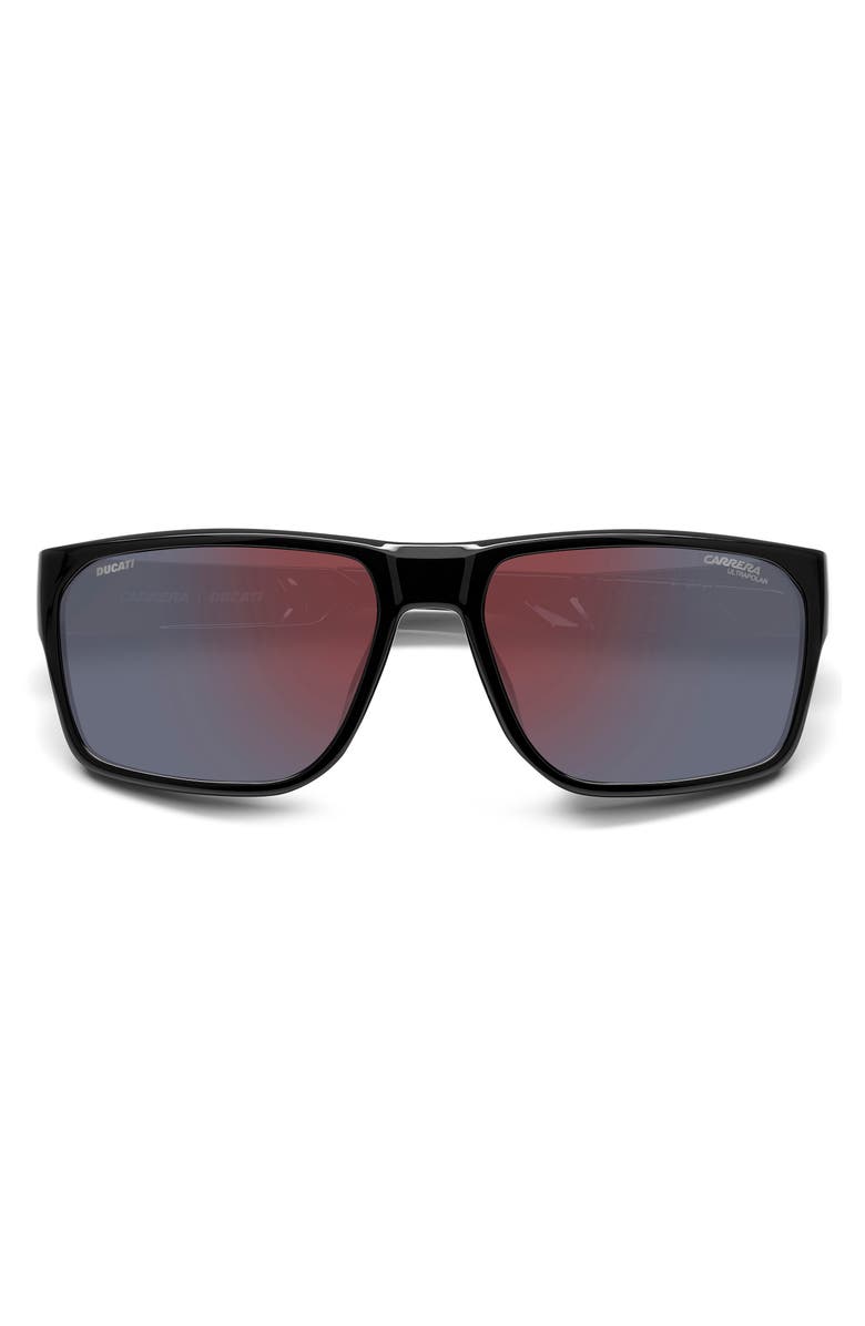 Carrera Eyewear x Ducati 59mm Rectangular Sunglasses, Alternate, color, Black/ Red Mirror Polar