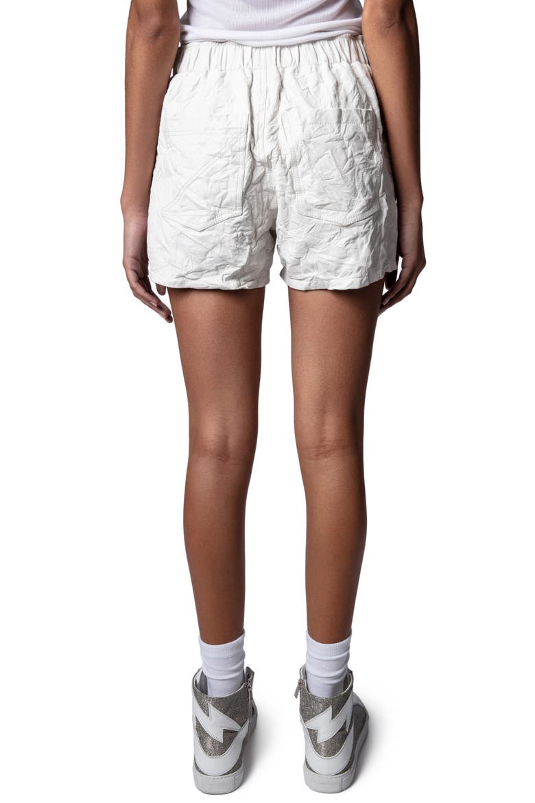 Pax Crumpled Leather Shorts, Alternate, color, JUDO