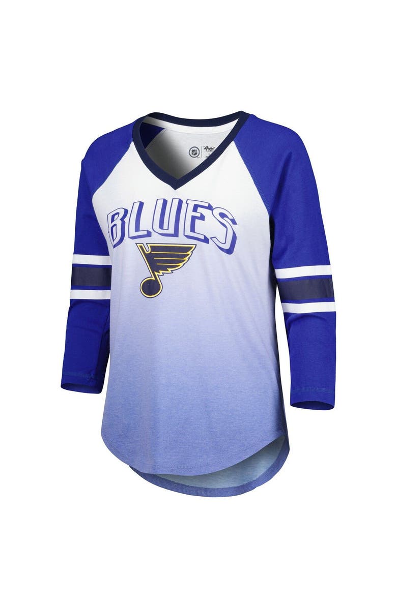 G-III 4HER BY CARL BANKS Women's G-III 4Her by Carl Banks Blue St. Louis Blues Lead Off Tri-Blend Raglan 3/4-Sleeve V-Neck T-Shirt, Alternate, color, Blue