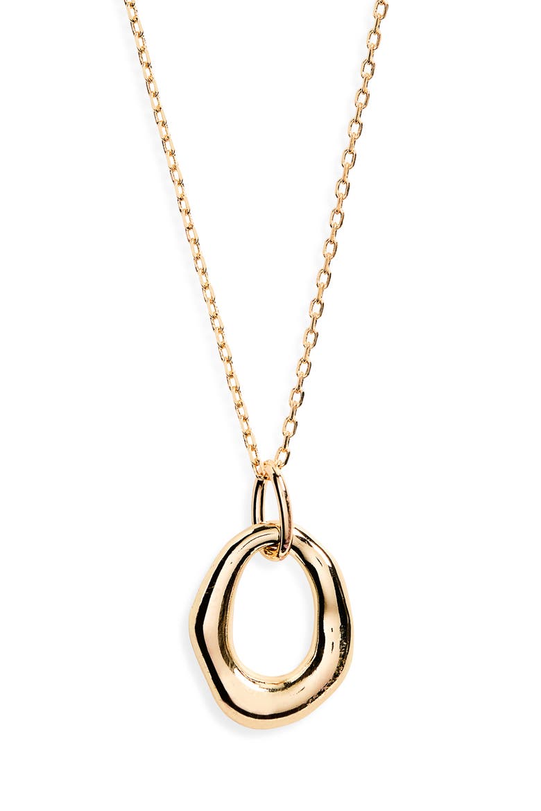 Hammered Circle Pendant Necklace, Main, color, GOLD