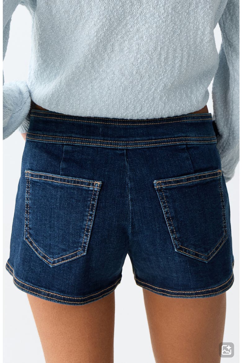 Belted Denim Minishorts, Alternate, color, DARK BLUE