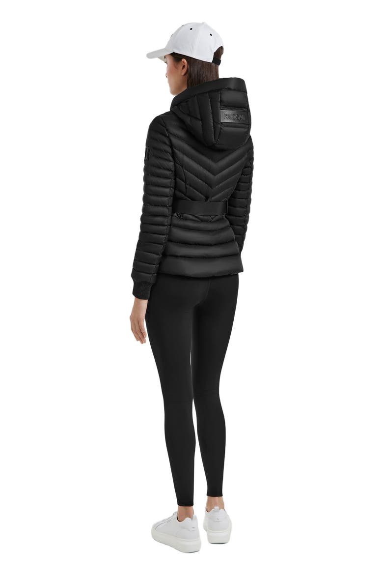 SCARLETT WOMEN'S QUILTED LIGHT DOWN JACKET WITH REMOVABLE BELT, Alternate, color, Black