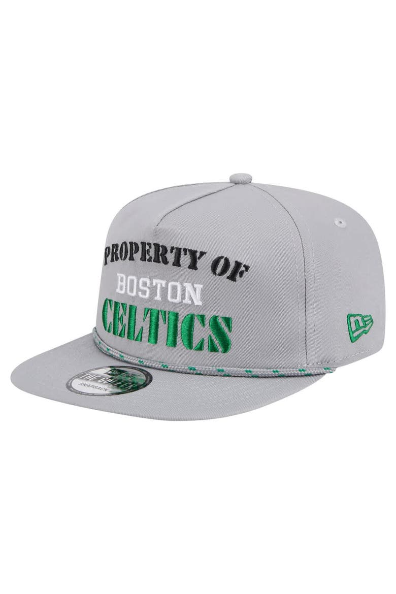 Men's New Era Gray Boston Celtics Throwback Property Of Golfer Snapback Hat, Alternate, color, Gray