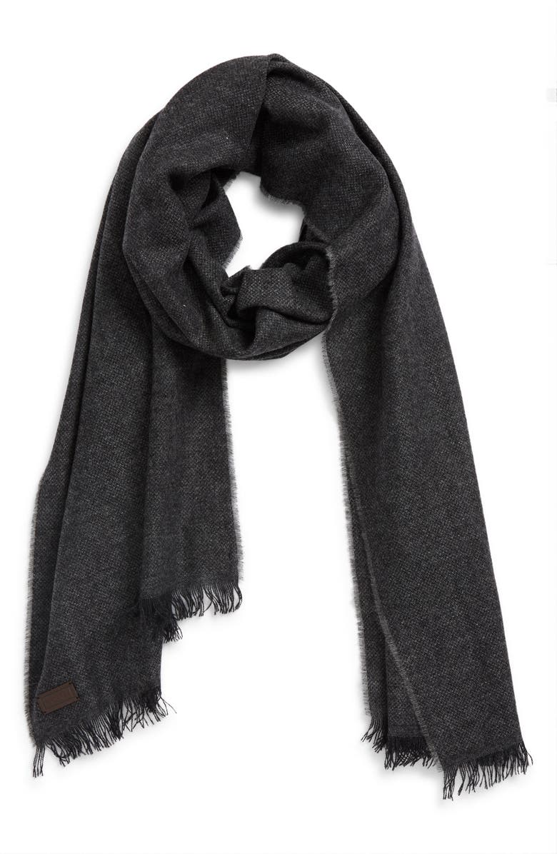 Canali Textured Cashmere Scarf, Main, color, Charcoal