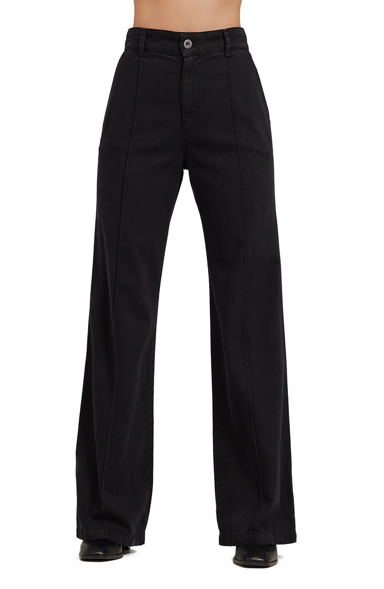 Bella Dahl Ryder Pintuck High Waist Wide Leg Jeans, Main, color, Black