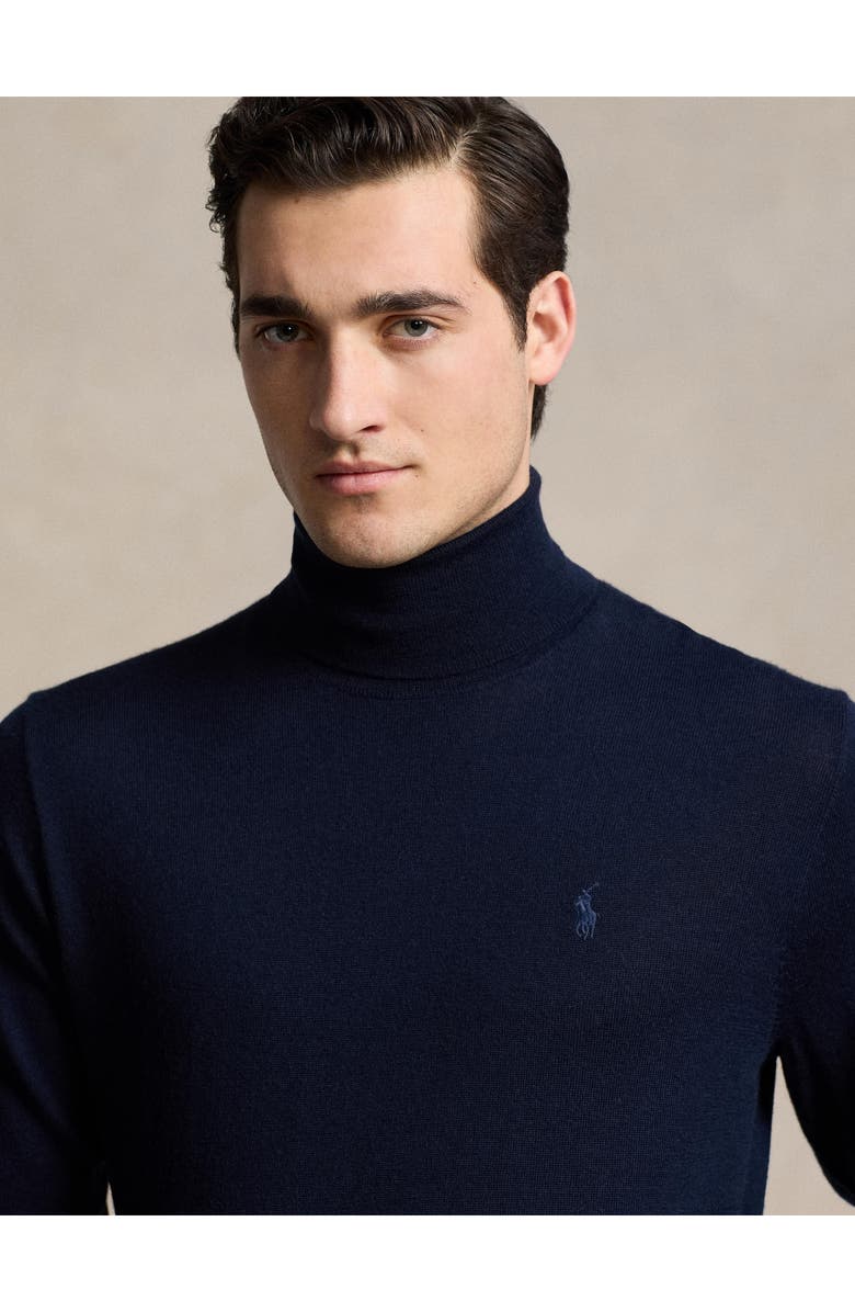 Polo Ralph Lauren Merino Wool Turtleneck Sweater, Alternate, color, Hunter Navy