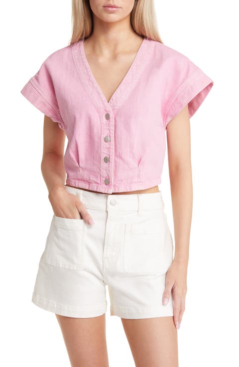 Garment-Dyed Cap Sleeve Cotton Crop Top