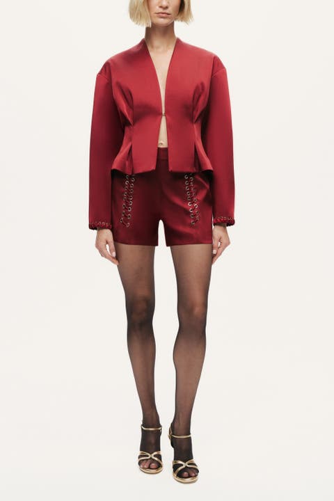 Hook-Closure Cropped Jacket