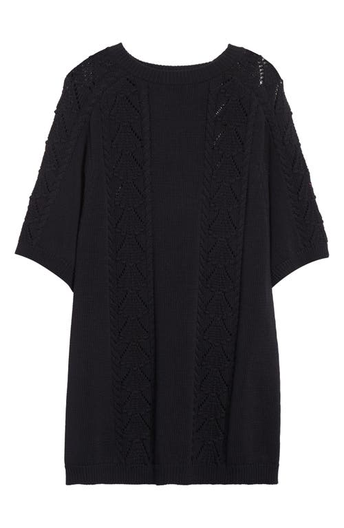 Loulou De Saison Arman Oversize Cotton Mini Sweater Dress In Black
