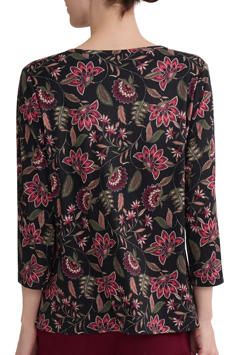 Keyhole Three-Quarter Sleeve Top, Alternate, color, JONES BLACK MULTI