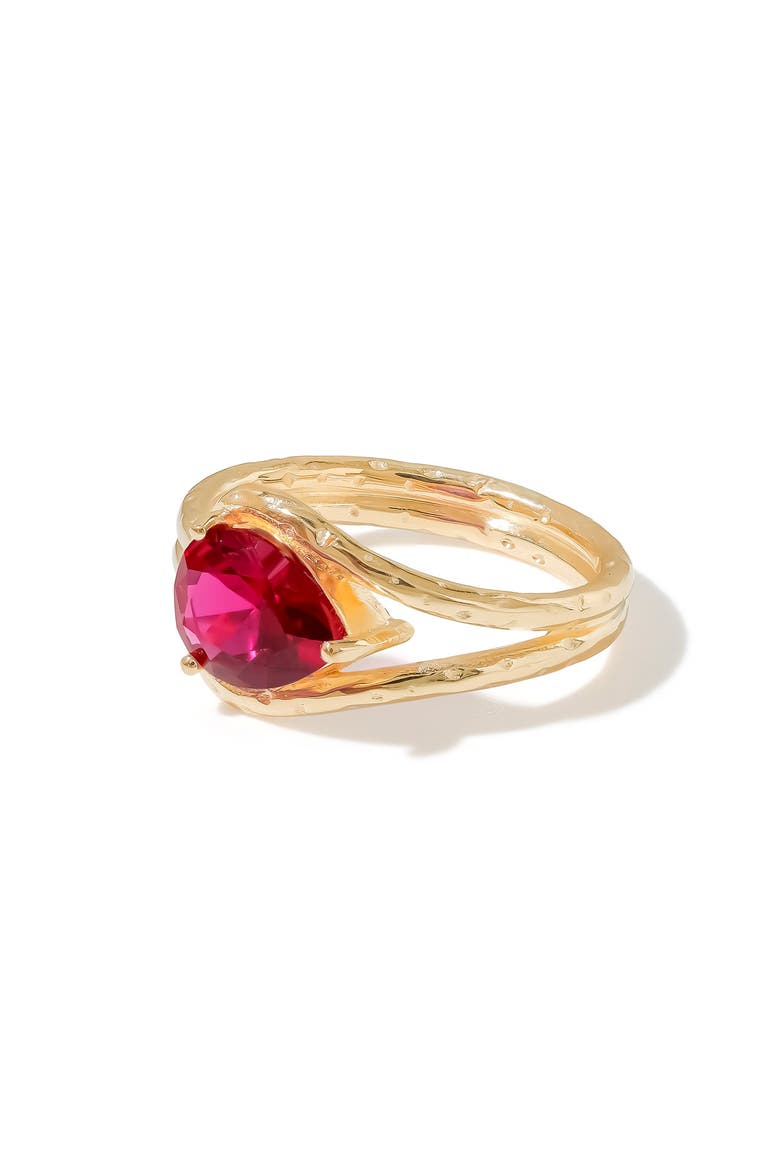 Lab Created Ruby Pear Ring, Alternate, color, PINK