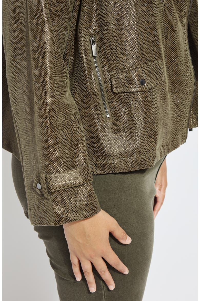 Emory Faux Leather Snake Embossed Moto Jacket, Alternate, color, WOODLAND SNAKE
