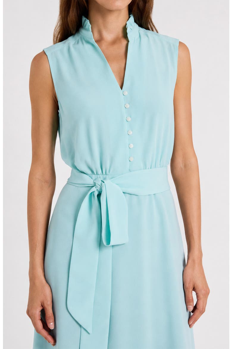 Carson Silk Hi-Lo Ruffle Collar Midi Dress, Alternate, color, Sky Blue