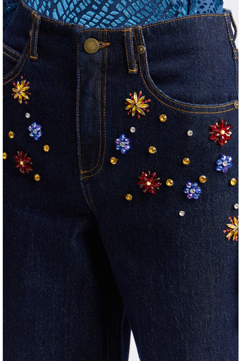 Crystal Embellished Straight Leg Jeans, Alternate, color, MULTI GEM-DARK RINSE