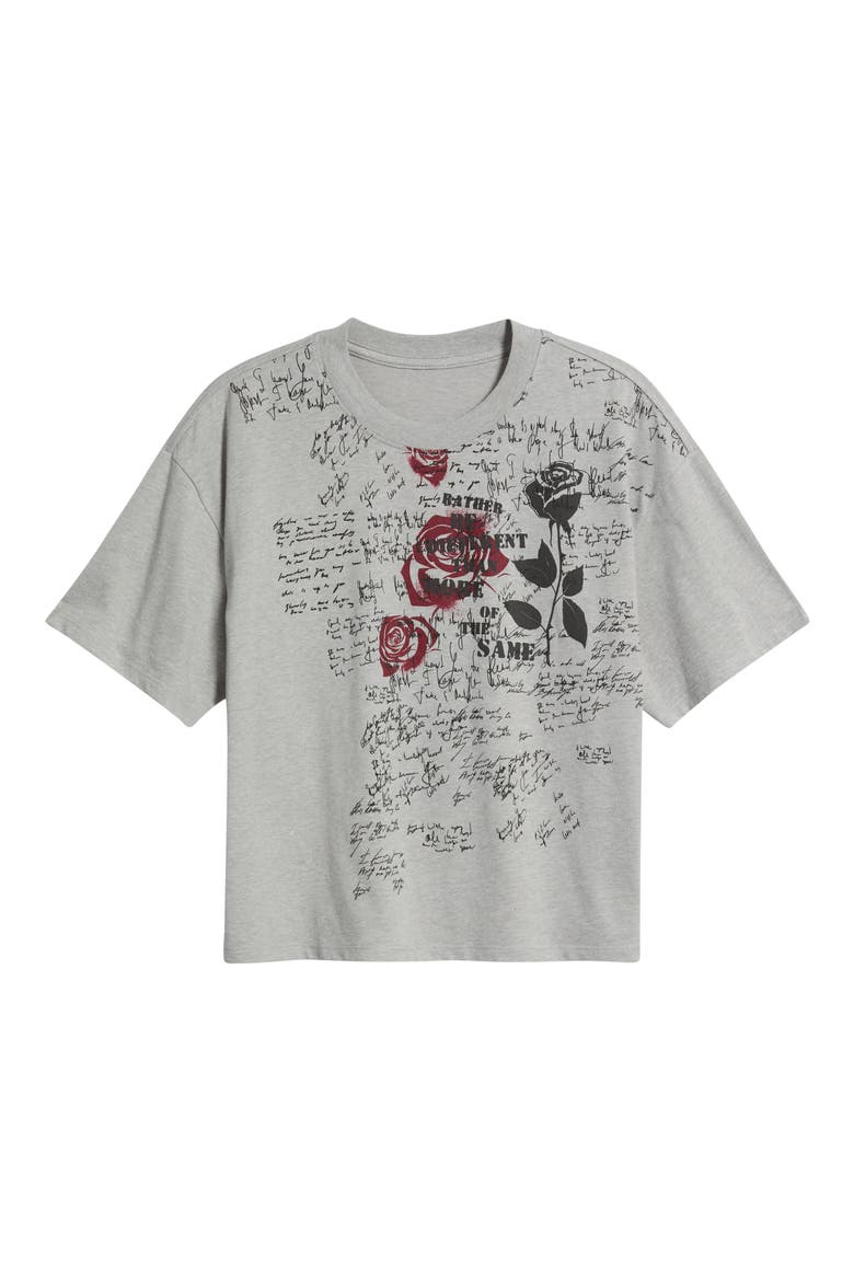 Roses Crop Graphic T-Shirt, Alternate, color, HEATHER GREY