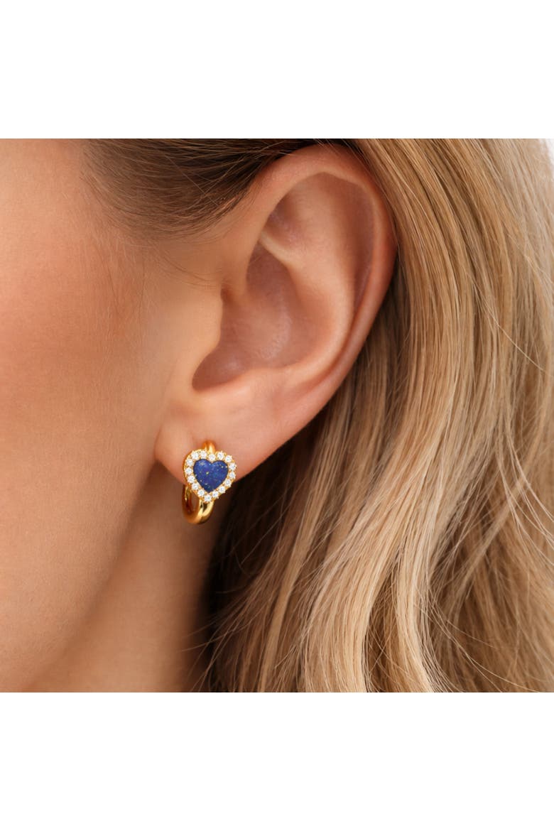 Blue Lapis Crystal Heart Earrings, Alternate, color, Gold