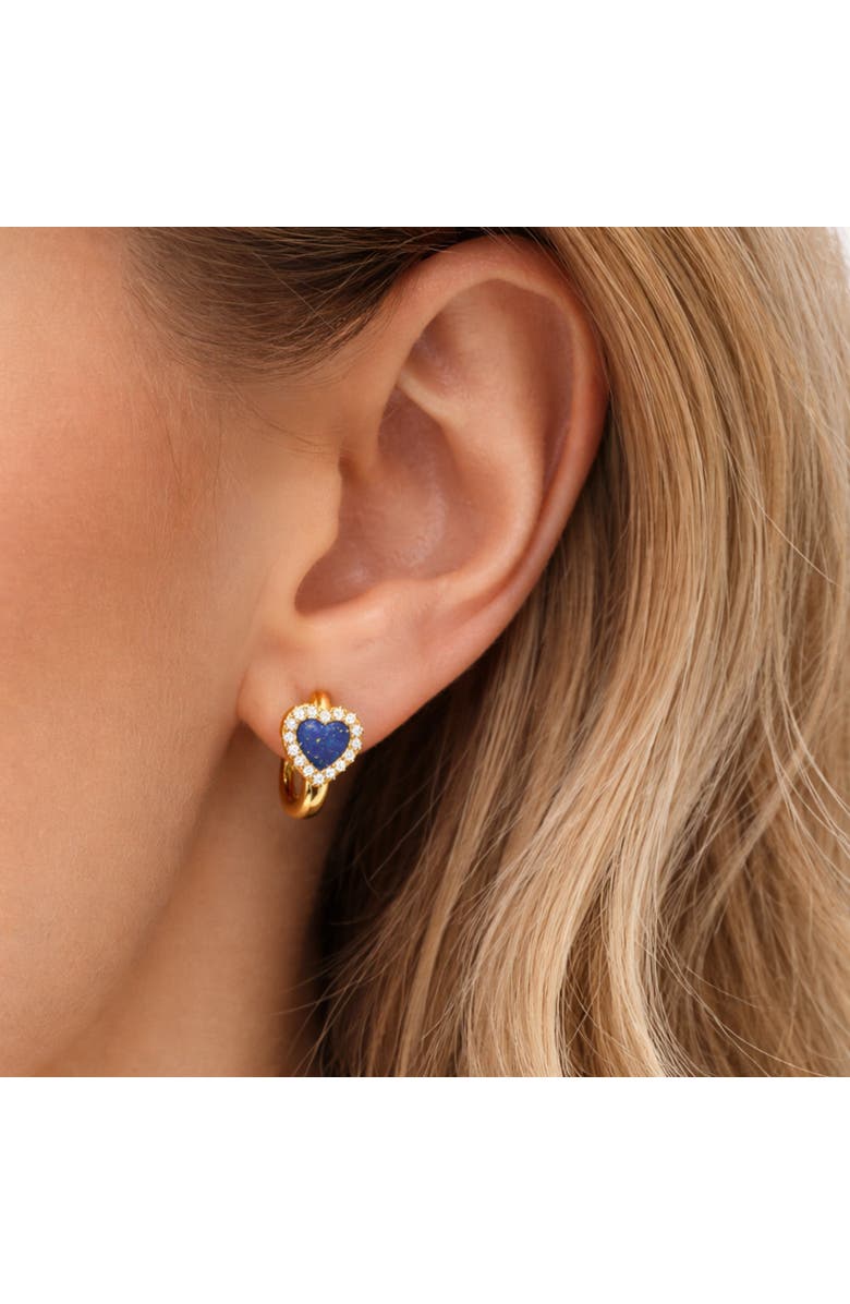 Donatello Gian Blue Lapis Crystal Heart Earrings, Alternate, color, Gold