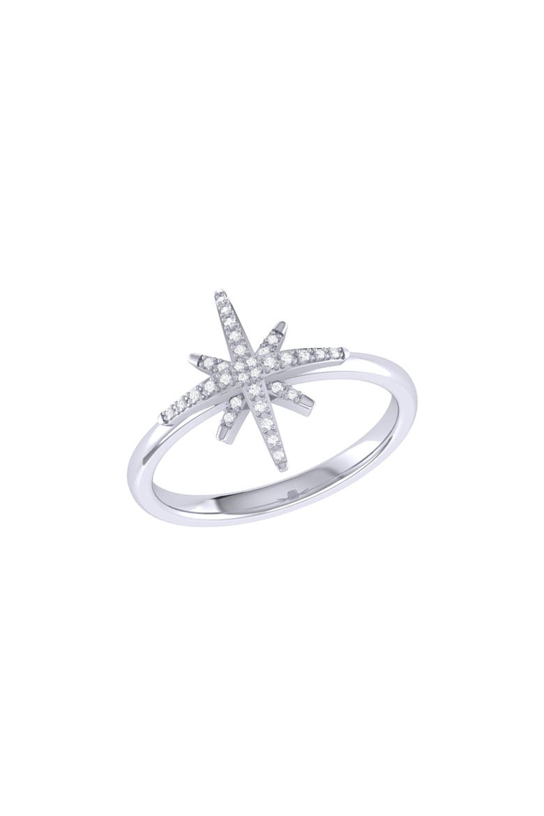 North Star Sterling Silver Diamond Ring, Main, color, Silver