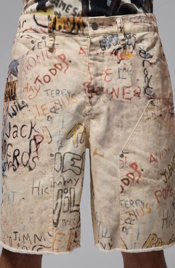 Print Cotton Twill Shorts