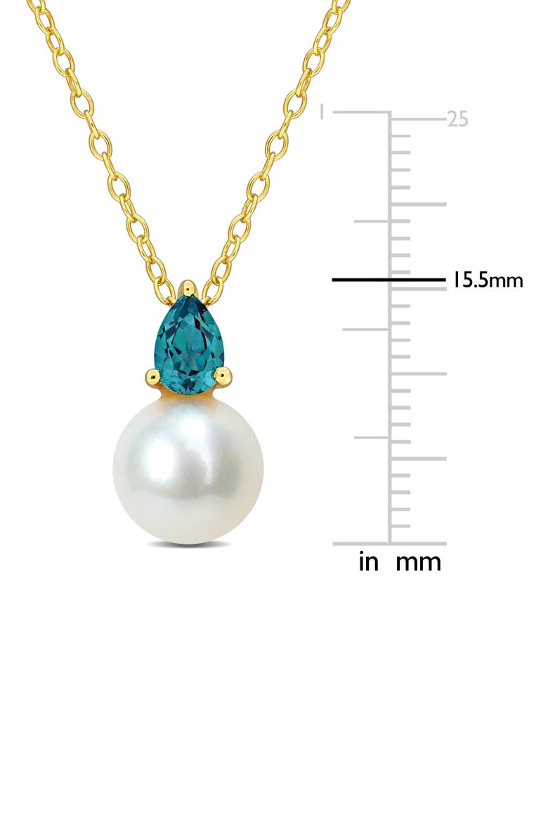 Lab Created Alexandrite & Freshwater Pearl Pendant Necklace, Alternate, color, GREEN